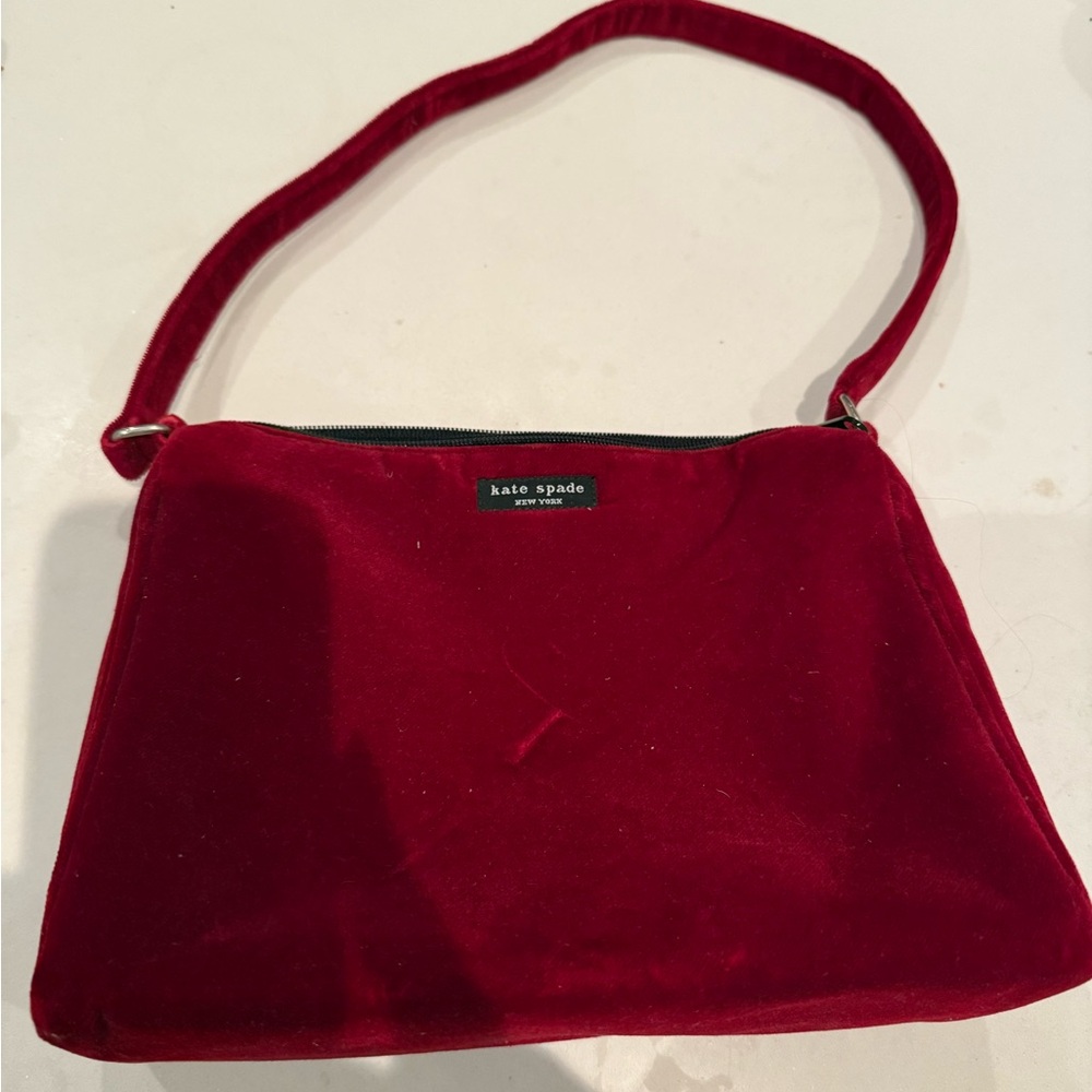 Vintage Kate Spade Red Velvet Shoulder Bag
